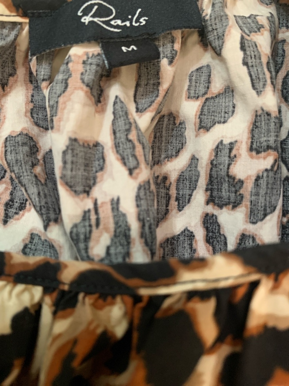 Rails Nala Leopard Peplum Top Smocked Animal Print Long Sleeve Brown Women’s M - Picture 6 of 7